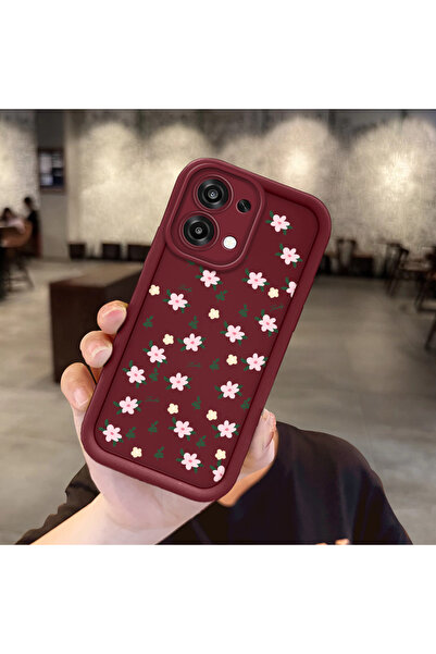 Hontinga OPPO A6 Pro 4G Uyumlu Darbeye Dayanıklı Basit Bordo Silikon Telefon ...