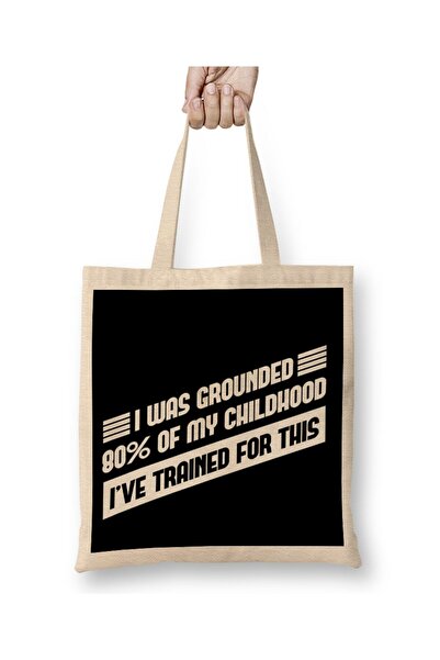 Generic Brand Grounded Funny Self Isolation Quote Cloth Bag Long Handle