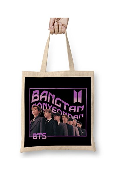 dekado حقيبة قماش بتصميم BTS بمقبض طويل