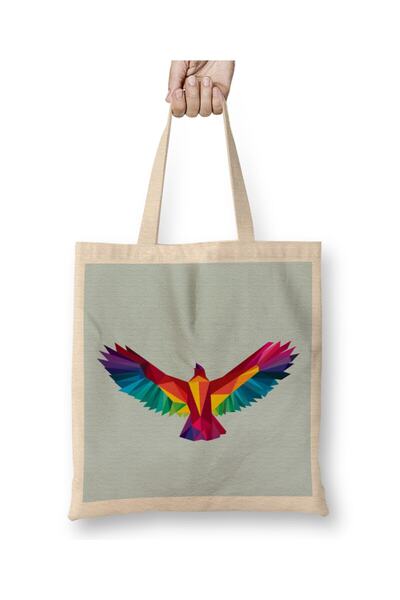 dekado Geometric Animal Rainbow Hawk Tote Bag Long Handle
