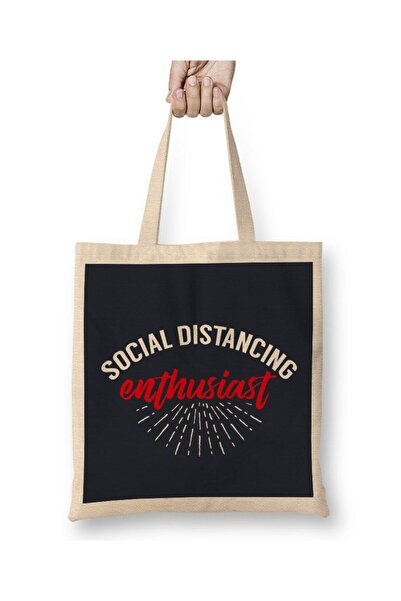 dekado حقيبة قماش من Social Distancing Enthusiast بمقبض طويل