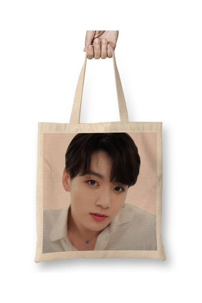 Generic Brand حقيبة قماش BTS Jungkook بمقبض طويل