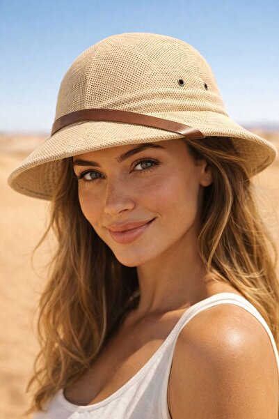 BALIENTE Μπεζ Premium Ψάθινο Γυναικείο Καπέλο Safari
