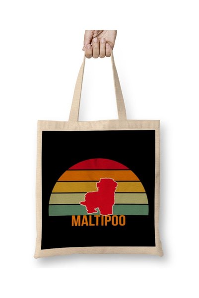 Generic Brand Maltipoo Mom Maltipoo Vintage Silhouette Tote Bag Long Handle