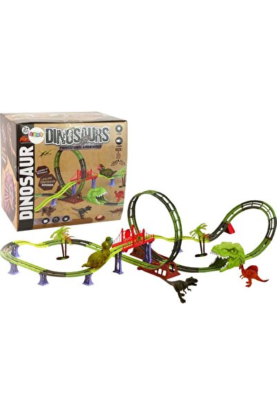 LeanToys Accesorii sonore și luminoase pentru șină de cale ferată cu dinozauri