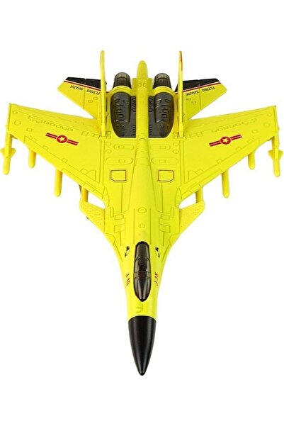 LeanToys Avion de luptă galben cu propulsie prin fricțiune 1:72