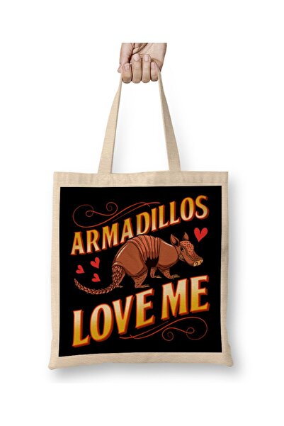 Generic Brand حقيبة قماش لطيفة من Armadillos Love Me لمحبي Armadillo بمقبض طويل