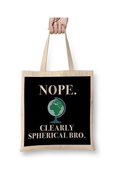 Generic Brand Nope Clearly Spherical Bro Globe Flat Earth Tote Bag Long Handle