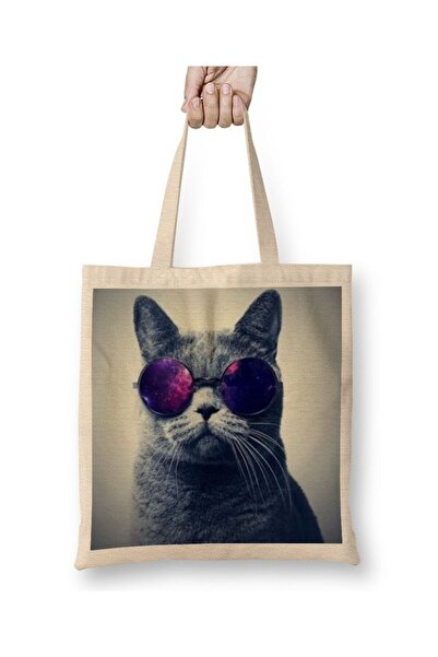 dekado Cat with Glasses Cats Cloth Bag Long Handle