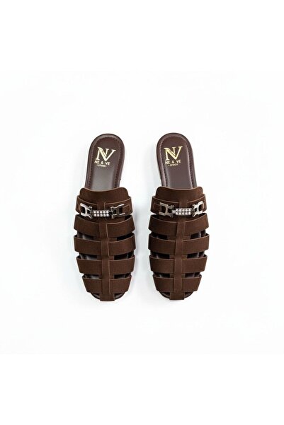 NE&VE SHOES Γυναικείες παντόφλες Sabo με τετράγωνη μύτη και λεπτομέρεια από κ...