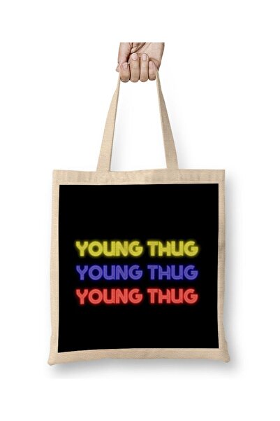 dekado حقيبة قماش بشعار Young Thug Young Thug ذات مقبض طويل