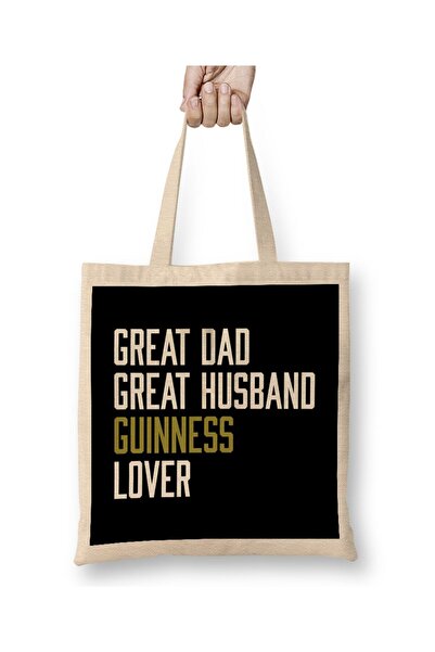 dekado Great Dad Great Husband Guinness Lover Cloth Bag Long Handle