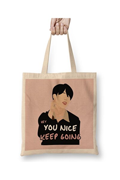 Generic Brand Bts Hey Jimin You Nice Keep Going Cloth Bag Long Handle