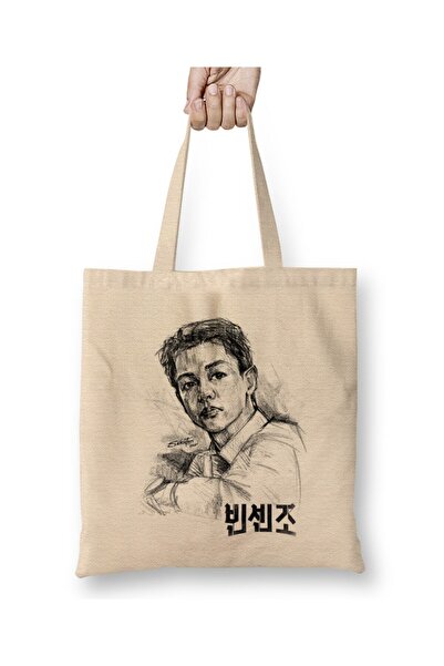 Generic Brand حقيبة قماش Kdrama Vincenzo Song Joongki بمقبض طويل
