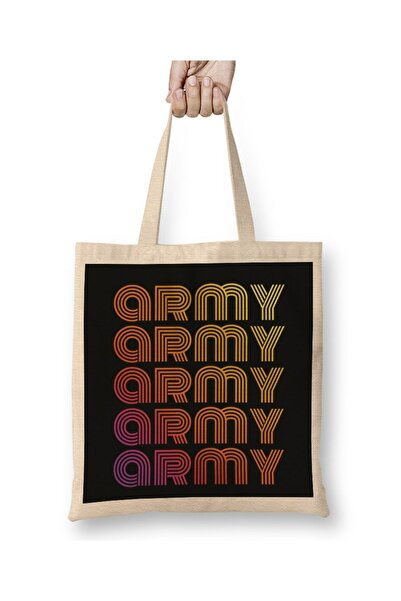 dekado حقيبة حمل BTS Dynamite BTS Army Ripetitive Words Rainbow Kpop بمقبض طويل