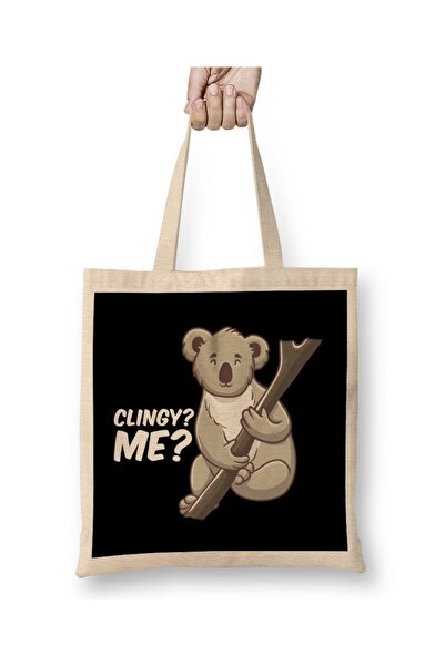 dekado Cute Clingy Me No Way Koala Funny Animal Pun Tote Bag Long Handle
