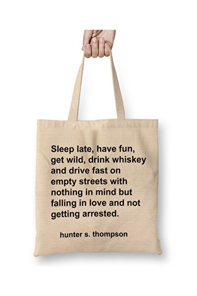 dekado حقيبة قماش من Hunter S Thompson Quote Sleep Late Have Fun Get Wild بمق...