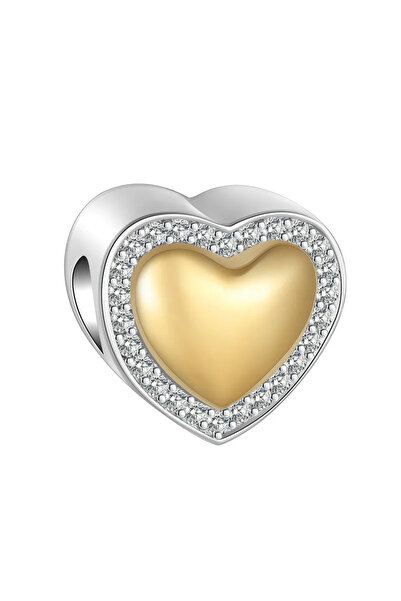 Choice29 SCR6067 New Heart-Shaped Charms 925 Sterling Silver Flower Forever L...