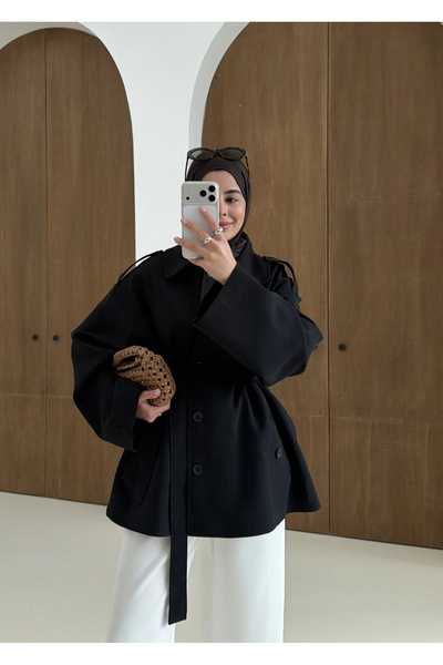 MODA AKSA 7651 MERİ TRENÇ SİYAH