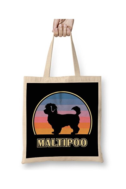 Generic Brand Maltipoo Mom Maltipoo Vintage Sunset Dog Tote Bag Long Handle