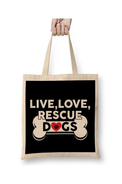 dekado حقيبة قماش من Live Love Rescue Dogs لطيفة لأصحاب الكلاب بمقبض طويل