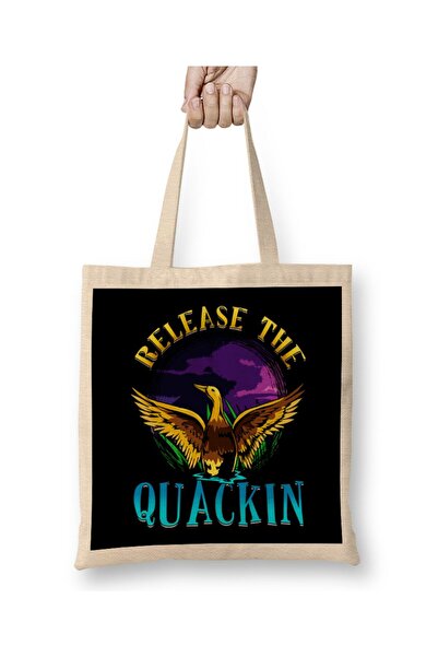 dekado Funny Release The Quackin Cute Majestic Duck Tote Bag Long Handle