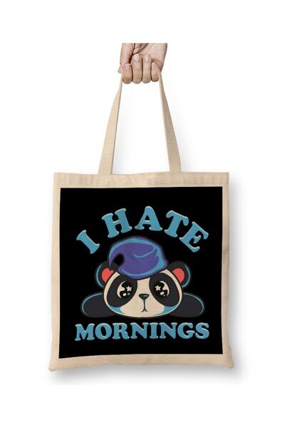 dekado حقيبة حمل من Cute & Funny I Hate Mornings Lazy Sleepy Panda بمقبض طويل
