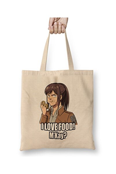 dekado Attack On Titan Sasha I Love Food M'Kay Cloth Bag Long Handle