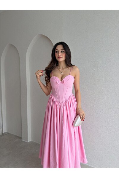 Mooi Butik SOROS Μάξι Φόρεμα 9235 - Ροζ