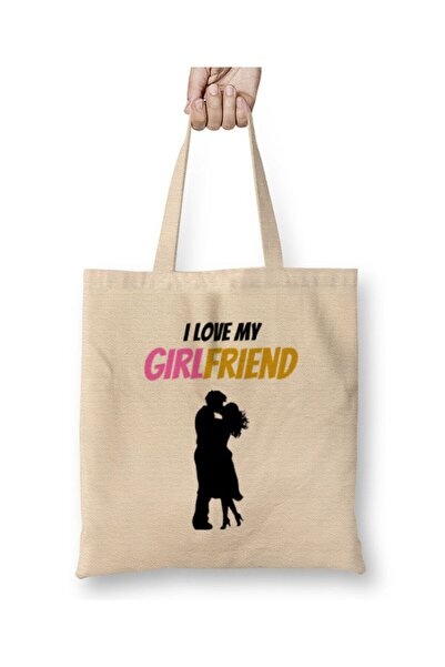 Generic Brand حقيبة قماش هدية للزوجين من I Love My Wife بمقبض طويل