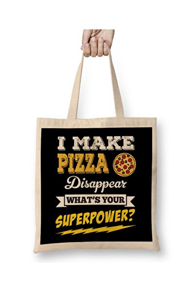 dekado I Make Pizza Disappear Whats Your Superpower Cloth Bag Long Handle