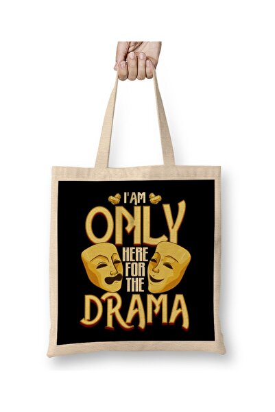 dekado I Am Only Here For The Drama Funny Theater Class Tote Bag Long Handle