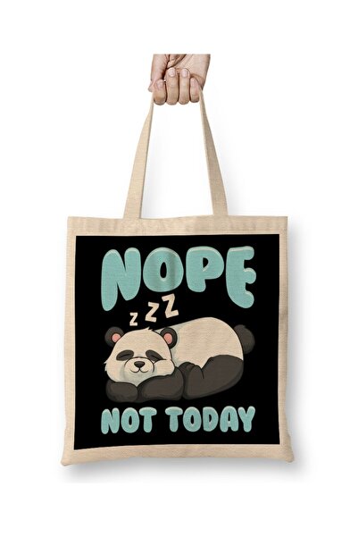 dekado Cute & Funny Nope Not Today Lazy Panda Sleepy Cloth Bag Long Handle
