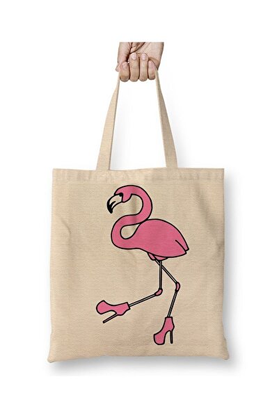 dekado Funny Flamingo Cloth Bag with Long Handle