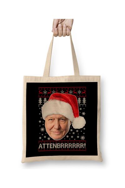 dekado حقيبة حمل منسوجة لعيد الميلاد من David Attenborough من Attenbrrrrr بمق...
