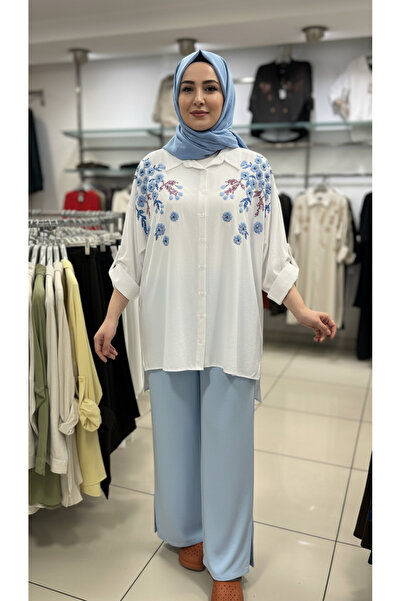 BURRASCA Oversize Linen Set with Embroidered Stones