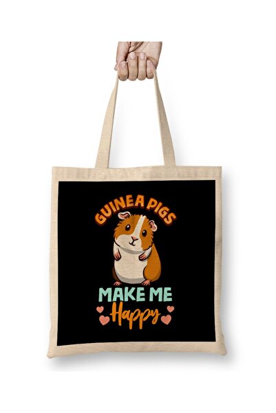 dekado حقيبة قماش Adorable Guinea Pigs Make Me Happy بمقبض طويل