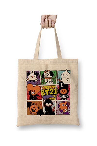 dekado حقيبة قماش Bt21 Halloween 01 بمقبض طويل