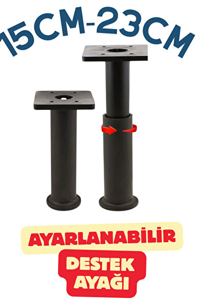 KAYRA LEATHER CRAFT Klc Adjustable Furniture Support Leg 15-23 cm Black – Sof...