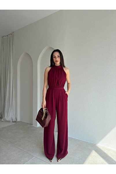 Mooi Butik Halter Yaka CROFT Tulum 3361 - Bordo