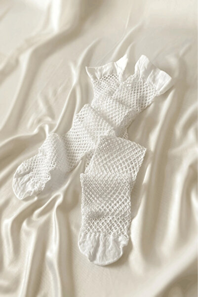 Gece İncisi Λευκές κάλτσες με φαρδιά διχτυωτή ζώνη