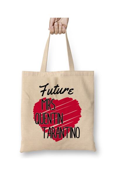dekado حقيبة قماش فيوتشر Mrs Quentin Tarantino Love Heart بمقبض طويل