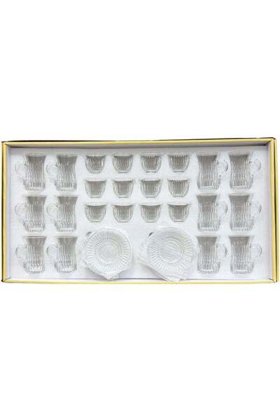 ALQANNAS 36-Piece Set of Crystal Tea Glasses, Coffee Cups, and Saucers | High...