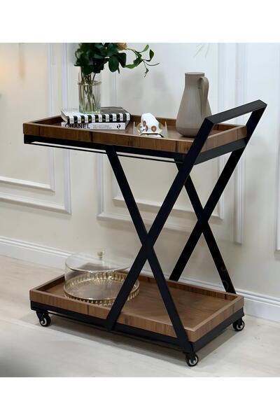 Generic Trolly Coffee and Tea Serving Cart colour Coffee with Weighted Metal ...