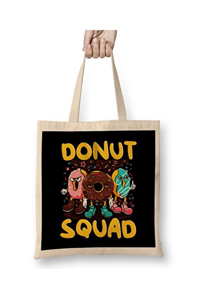 dekado Cute & Funny Donut Squad Donut Lover Tote Bag Long Handle
