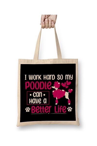 dekado Work for Poodle Mom Dog Cloth Bag Long Handle