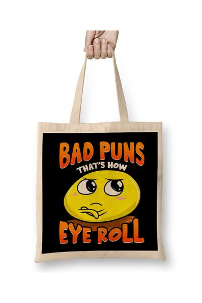 dekado Punny Bad Puns That's How Eye Roll Funny Pun Tote Bag Long Handle