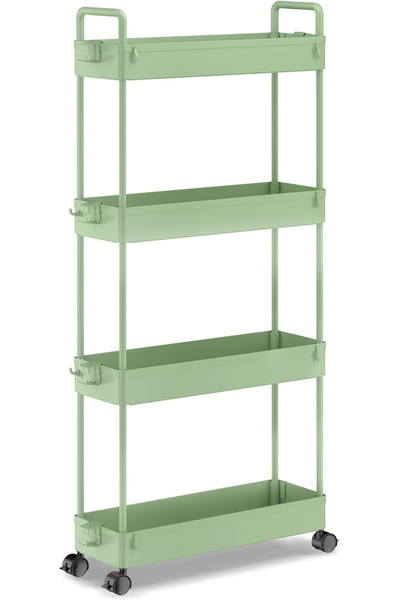 SOLEJAZZ Cărucior de depozitare verde cu 4 rafturi pentru baie, bucătărie 104...