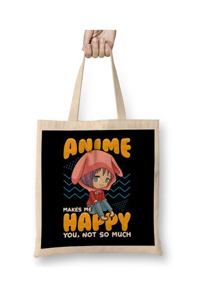dekado حقيبة قماش Funny Anime Makes Me Happy You Not So Much Pun بمقبض طويل