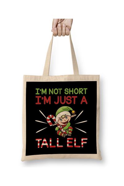 Generic Brand حقيبة قماش مضحكة I m Not Short I m Just A Tall Elf Christmas بم...